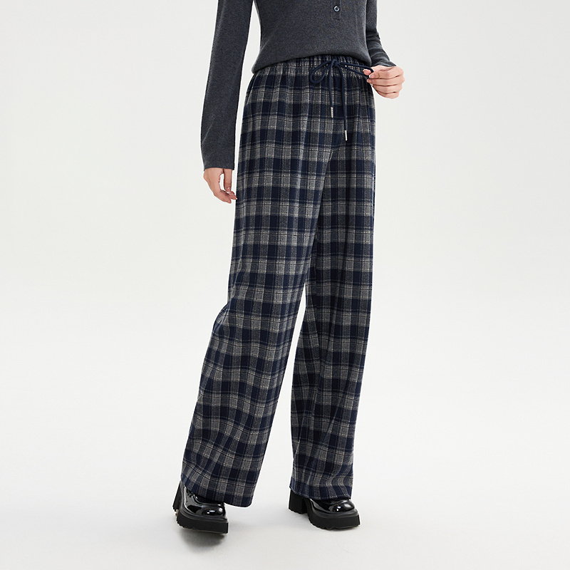 Women's Plaid Wide-Leg Pants