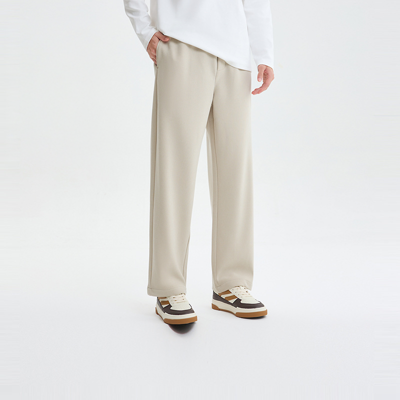 Men's Beige Wide-Leg Pants