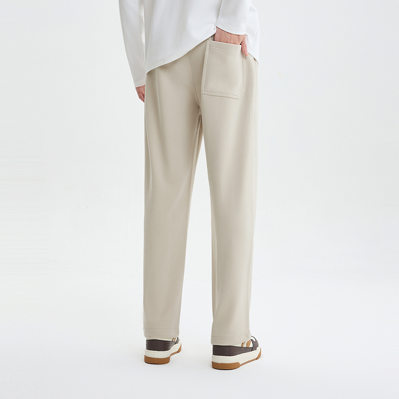 Men's Beige Wide-Leg Pants