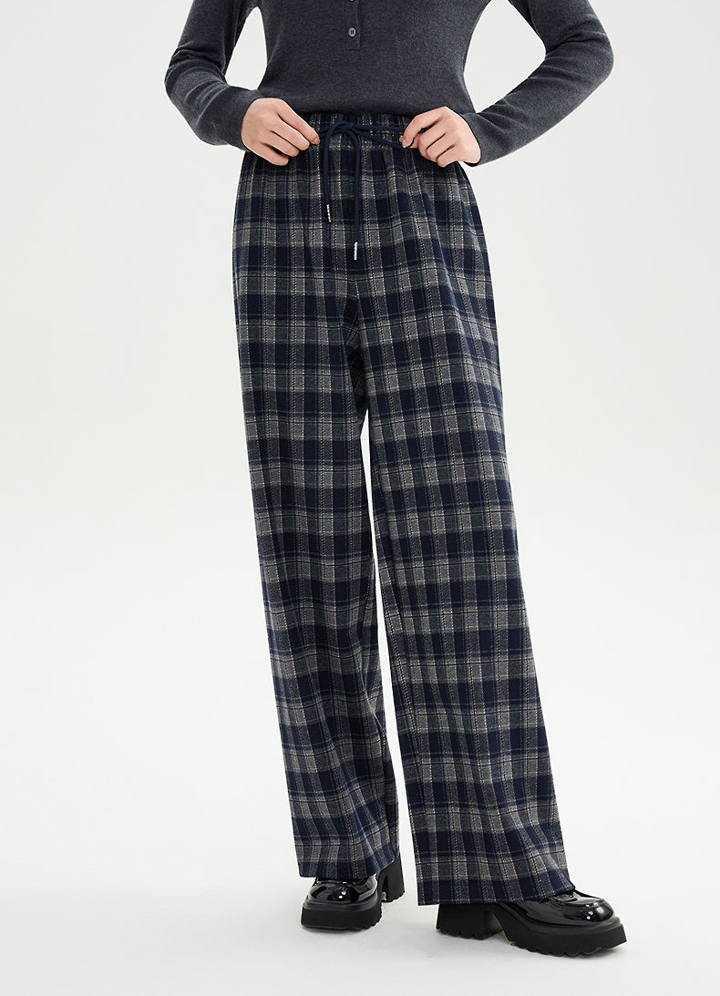 Women's Plaid Wide-Leg Pants
