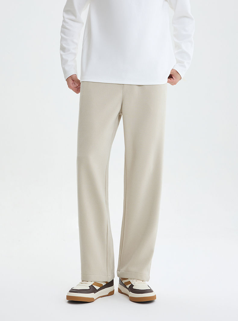 Men's Beige Wide-Leg Pants