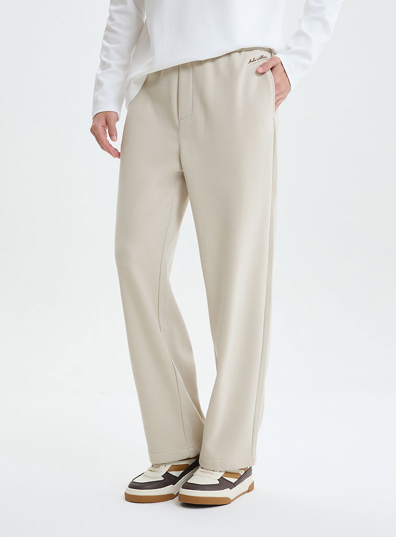 Men's Beige Wide-Leg Pants
